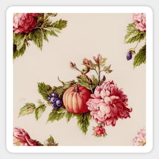 Vintage Floral Pumpkin and Flower Design Sticker